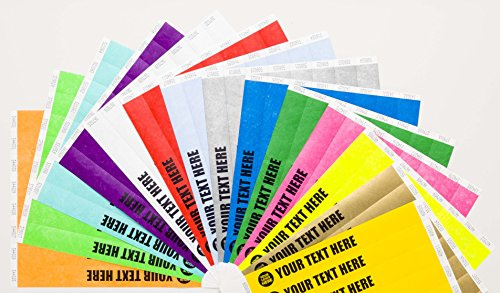 Custom Printed 100 x Tyvek Wristbands Waterproof, Tear-Resistant Event Wristbands for Parties, Events, Festivals, Crowd Management – 1 inch 25 mm (Aqua)