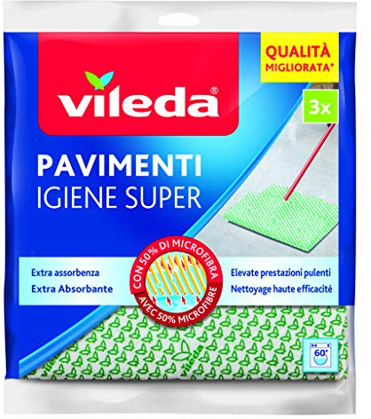 Vileda 141313 Hygiene Super Reinigungstuch Böden, 30% Mikrofaser