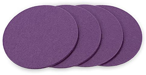 filzbrand Filz Untersetzer rund für Gläser, Filzuntersetzer 4 Stück (4er Set), Ø 10 cm in violett, 3 mm dick, Glasuntersetzer, Getränkeuntersetzer aus Designfilz 100% Wolle – Made in Germany