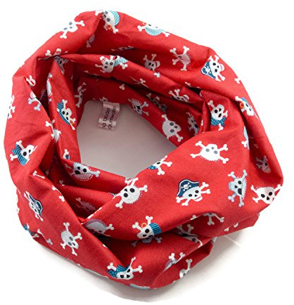 bettina bruder - Kinder-Loop Schlauchschal Pirat Totenkopf rot bunt - 100% Baumwolle