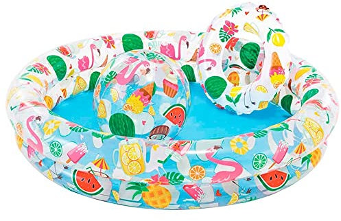 Intex 59460NP - Aufblasbares Pool-Set mit Schwimmring und Ball, Musterdruck, Vinyl, Mehrfarbig, 122x25 cm