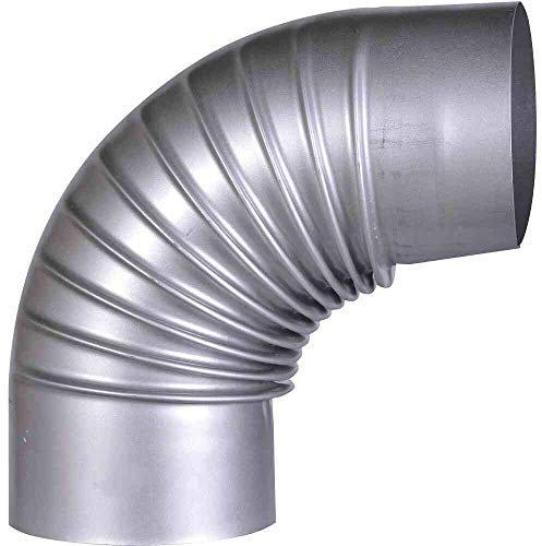 FIREFIX Coude A130/B FAL 90° Rigide Ø 130 mm – Tuyaux de poêle en tôle d'acier, 0,6 mm d'épaisseur, Conique, enfichable, Longueurs soudées au Laser, argenté