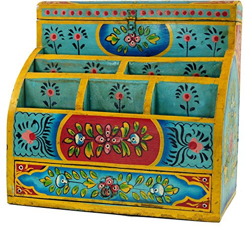 GURU SHOP Vintage Schreibtisch Ordner, Schreibtisch Ablage - Türkis Modell 1, 30x30x20 cm