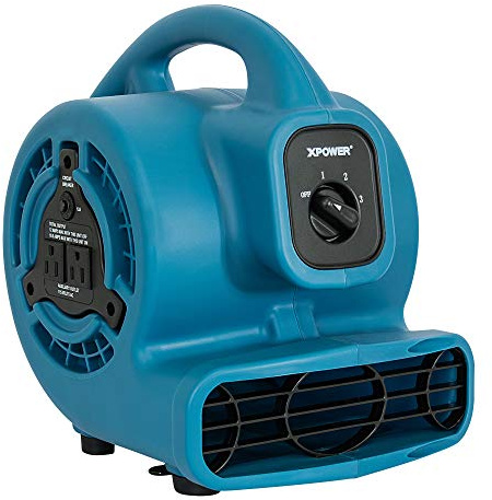 XPOWER P-80A Mini Mighty 138 W 600 CFM Centrifugal Air Mover, Carpet Dryer, Floor Fan, Blower, Stackable, Daisy Chain, for Water Damage Restoration, Janitorial, Plumbing, Home Use