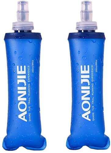 AONIJIE 2 pièces pliable TPU Flacon souple de bouteille d'hydratation d'eau de sport en plein air Pour la course à pied Camping randonnée vélo (250ml-2pcs)