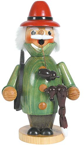 Räuchermännchen Jäger grün, 25 cm, Dekofigur handbemalt im Kunsthandwerks-Stil/Räuchermann/Räucherfigur aus Holz