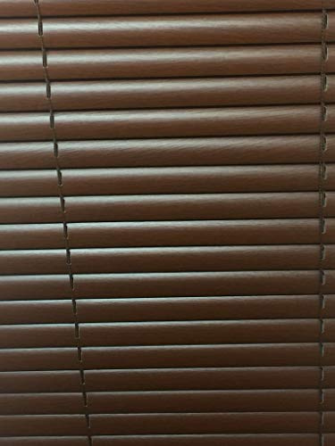 Ruby Deals Venetian Window Blind Easy Fit Wooden Effect Home Office Blinds (195 cm wide(76.77) 150 cm Drop(59.0), Walnut-Wood Grain Effect)