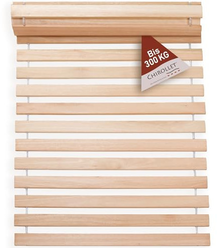 Chirollet® Premium Rollrost Passend für 90x200 cm große Betten | Ohne Montage & absolut rutschsicher | Belastbar bis 300 kg | Made in Germany | Roll-Lattenrost Vollholz | 10 Jahre Garantie