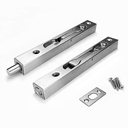 V-CORME 2-Pack 304 Stainless Steel 6'(15cm) Security Latch - Double & French Door Slide Bolt Lock, Brushed Finish