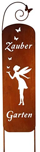 Bornhöft Schild/Spruchtafel Gartenschild Edelrost Rost zum Einstecken rostige Gartendeko (Zaubergarten mit Schmetterling)