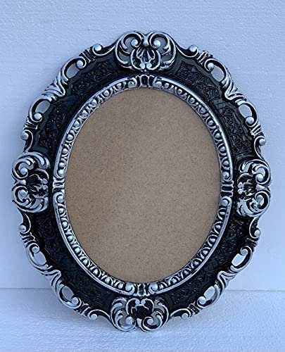 artissimo Bilderrahmen Barock SCHWARZ Silber Oval mit SCHUTZGLAS Antik Klassik 45x38 Prunk Bilderrahmen 24x30cm Fotorahmen RokokoTrans