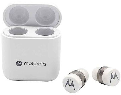 Motorola Sound Moto Buds 120 - Écouteurs sans fil - Bluetooth - Résistant à l'eau et à la sueur - Commande tactile et vocale - Blanc, S/M/L