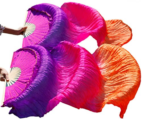 Bauchtanz-Fächer, 100 % Seide/Kunstseide, Bauchtanz-Zubehör, Schleier, handgefertigt, gefärbt, Bauchtanz, Schleier, reine natürliche Seide, 150 x 90 cm