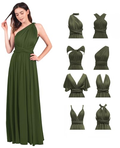 Ball Gowns for Women UK Elegant Sexy Multiway Infinity Bandage Wrap Summer Backless Maxi Wedding Guest Bridesmaid Cocktail Party Formal Occasion Floor Length Evening Long Prom Dress Dark Green L