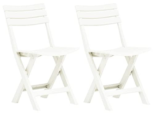 Leepesx Klappbare Gartenstühle 2 STK Gartenmöbel, Balkonstühle, Chair Outdoor, Balkonmöbel, Hochlehner, Essstühle, Balkon Stuhl, Bistrostuhl, Kunststoff Weiß