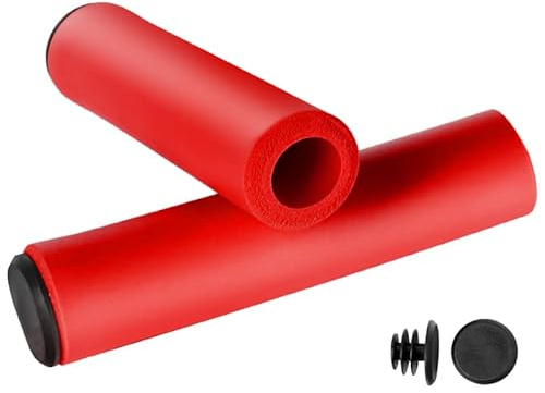 SANKRO poignèe Velo (2 unités) poignèe VTT - Mousse Silicone - Ergonomiques - Ultra Leger (Rouge)
