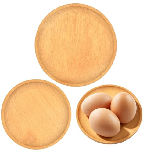 ZOOMPIL Bandeja Redonda de Madera, Plato Redondo de Madera, Bandeja Decorativa Redonda de Madera para Servir para Posavasos, té, café, Pastel, suculento (3 Piezas)