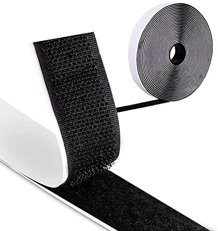 The Bead Shop 5 Metre Self Adhesive Hook And Loop Tape, Double Sided Sticky Back Fastening Tape, 20mm Wide - Black