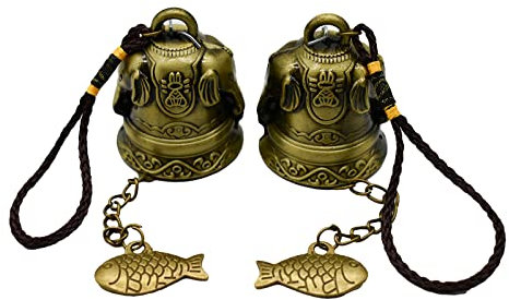 Pinenjoy Vintage-Windspiel Klangspiel mit Elefantenglocken, Bronze, Feng Shui, Glocke, Glück, Segen, für Zuhause, Garten, Traufen, Türen, Dekoration, 2 Stück