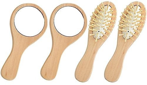 Mirror Hair Brush Set 2 Sets Portable Vanity Hair Brush Mirror Cosmetic Mirror