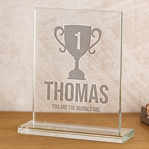 Wanapix | Trofeo Personalizzato in Vetro | Incisione Laser | Astuccio Incluso | Premio/Trofeo/Ricordo | Rettangolare 12x19 cm