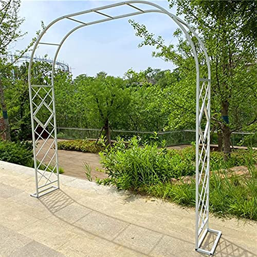 Arche Jardin en Métal,Arche Jardin Fer Forgé,Arche en Métal Porte Pergola Arche de Mariage avec Base,pour Plantes Grimpantes,Les Anniversaires,Mariages et soirées romantiques,White-180x230cm/5.9x7.5ft