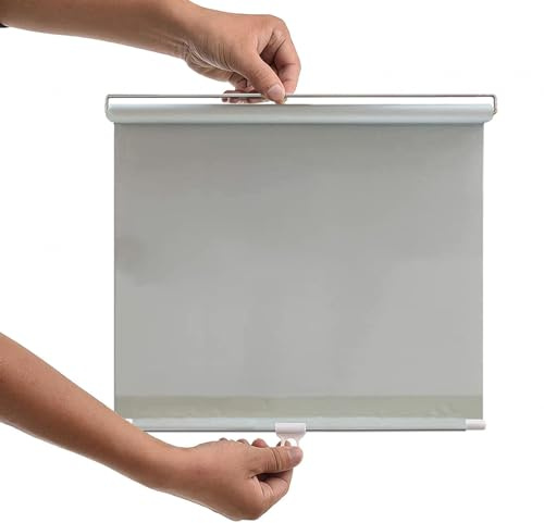 Blackout Roller Window Shades No Drilling-Suction Cup Roller Blind-Room Darkening Thermal Insulated Roll Up Blinds-Temporary Portable Window Cover,30-75cm Wide Sun Shades,Grey-30x125cm(11.8x49.2in)