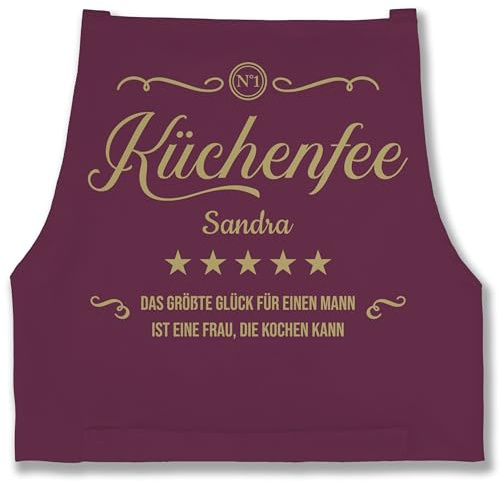 Geschenk mit Namen personalisiert by Shirtracer - Schürze - Kochschürze Damen Frauen - Küchenfee No.1 mit Name und Spruch personalisiert I Kochliebhaberin I Geschenk Köchin