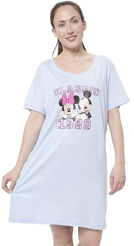 Disney Mimmi Pigg nattlinne för kvinnor – sovskjorta pyjamas kortärmad topp, blå, blå, M