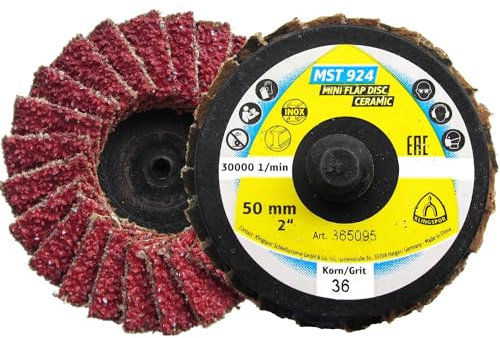 Klingspor MST 924 Lot de 10 disques abrasifs bombés Grain 40 50 mm Quick Roll Connect