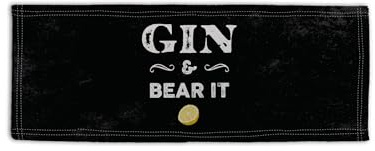 BRITISH MADE GIFTS Black Gin & Bear It Design Microfibre Bar Towel Man Cave Pub Beer Mat