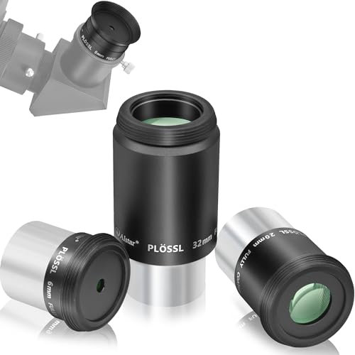Alstar Plossl Teleskop Okular-Set, 3,25 Zoll, 6 mm, 20 mm, 32 mm, 4-Elemente, Plossl-Design, Gewinde für Standard-Astronomie-Filter mit 3,2 cm (1,25 Zoll)