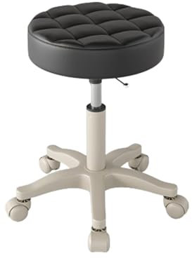 QZQJUILU Robuster, runder Rollhocker aus Pu-Leder, höhenverstellbar, 360° drehbar, mit Rädern, Stuhl für Büro, Zuhause, Zeichnen, Arbeit, Studio, Geschäft, Spa, Salon