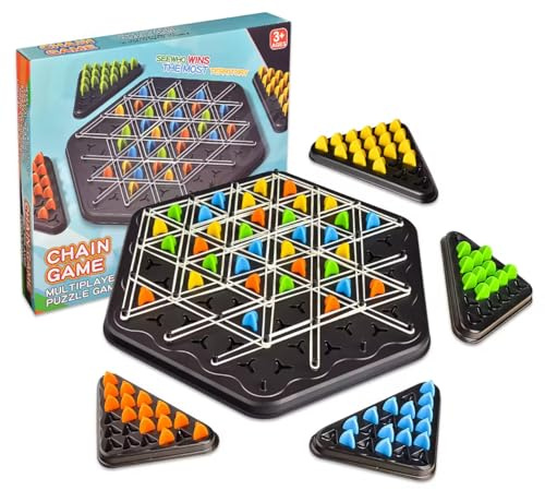 SUOXU Triangle Board Game Brain Teaser Strategy Puzzle Toys,2 4 Players Adults Kids Party Family Interactive Game,6 Years Old and Above Boys Girls Christmas Birthday Gifts Educational Kids Toys