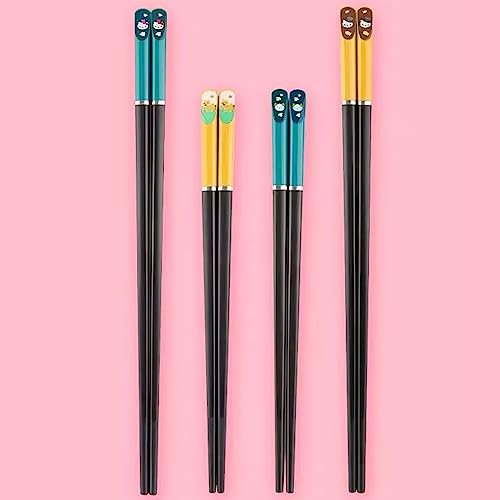 GAROEN Palillos Chinos Reutilizables para Principiantes 4 Pares de Palillos Chinos Antideslizantes portátiles para el hogar (C 24,3 cm)