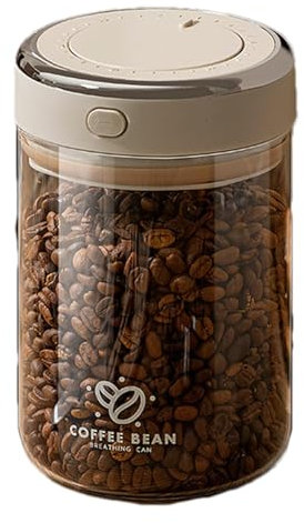 Coffee Bean Storage - Glass Coffee Storage Container, Sealed Storage Jar | Leak-proof Vacuum Coffee Canister, Coffee Storage Container With Airtight Lid Seal, Coffee Freshness Sealer For Beans, Tea