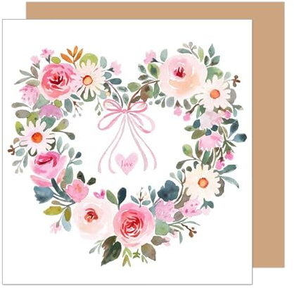 Edition Seidel Carte de félicitations de mariage premium carrée avec enveloppe. Carte de mariage Carte de vœux Mariage Just Married Fleur Couronne de fleurs Amour (HQ149 SW025)