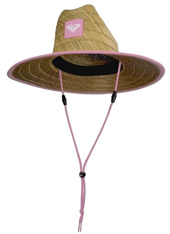 Roxy Girls' Tomboy Woven Straw Hat | Wide Brim | Adjustable | Sun Protection | Beach | Vacation | Natural - Lilac Chiffon