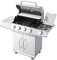 BBQ Kingdom 4+1 Burner Gas BBQ Grill, Stainless Steel Barbecue with Side Burner, Cast Iron Cooking Plate, Warming Rack, Side Tables, Grease Tray, Storage Cabinet, Includes Grill Cover, Adaptor & Hose