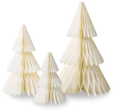 HAPPY DAYS Weihnachtsbaum & Weihnachtsdeko Weiß - Deko für Zuhause, oder Büro - tischdeko Weihnachten - 3er-Set Weihnachtsbaum klein: (40/30/20 cm) - Weihnachtsdeko aussen, innen - Einfach aufzubauen