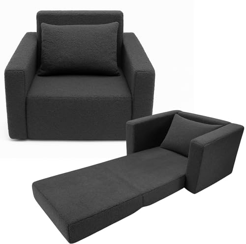 Odolplusz Kindersessel klappbar | Kindersofa Mini-Sessel Kinderstuhl Kuschelsessel | Kindermöbel für Kinderzimmer | (Teddy Graphit)