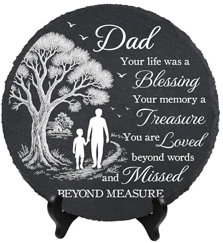 DIGIKAZZ Memorial Garden Stones for Dad, Memorial Gifts for Loss of Father, Sympathy Gifts for Loss of Dad, Garden Stone Memory Father for Son on Christmas