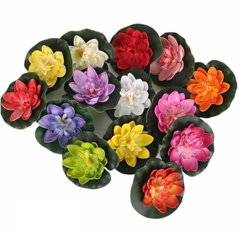MDSIOKHJ Künstliche Lotusblume 10 Stück cm schwimmende künstliche Lotus-Fake-Pflanze DIY Seerose Simulation Lotus Farbbeständige Hausgarten-Dekoration Für Gartenteich, Aquarium, Dekoration