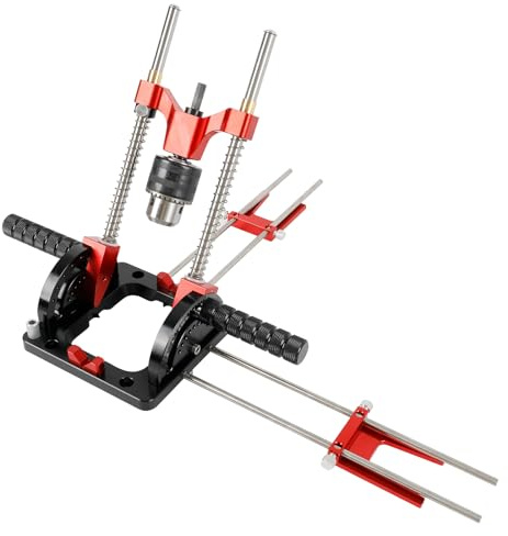 Portable Drill Guide, Multi Angle Drill Guide 0° to 60° Precision Drills Stand with Chuck and Protractor Scal for 1.5-13mm Power Drills for Flat and Round Workpieces (Regular Size)