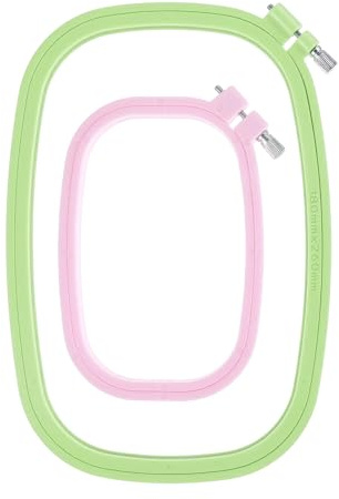 Nogeqi 2 Stück Stickrahmen Eckig Bunter Stickrahmen Set 2 Größen Embroidery Hoop Stickring Kreuzstich Reifen Für Nadelarbeiten DIY Nähen Kunstwerke (11x16cm Pink, 18x26cm Grün)