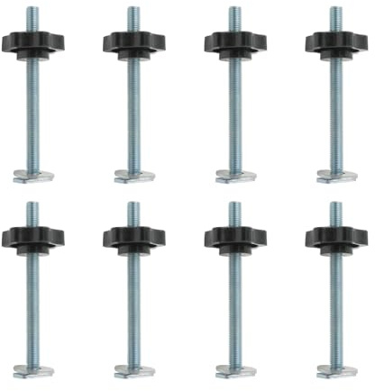 Wealsun M8 T-Track Kit Pack of 8 | T-Track Bolts with Star Knobs and Washers, T-Track Accessories for Woodworking Tool Slots and Fastening Tools