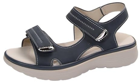 Sandali estivi da donna con zeppa casual estivi eleganti occidentali comodi 2026 Hook and Loop Trendy Plus Size Estate 2026 Primavera Suola spessa Moda Comfort Sandali da donna Zeppa, Blu, 36.5 EU