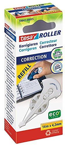 tesa CORRECTION ROLLER Nachfüllkassette - Korrekturroller - 14 m x 4,2 mm | Nachfüllkassette für Korrekturband - sofort überschreibbar - schnelles Nachfüllen - lösemittelfrei - für Büro und Zuhause