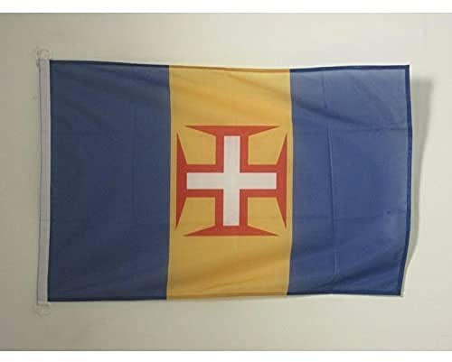 AZ FLAG - Drapeau Madère - 45x30 cm - Pavillon Nautique Portugal Spécial Bateau Et Extérieur En Maille Bloquée Avec Anneaux Plastiques Intégrés - 30g