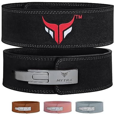 Mytra Fusion Viktlyftarbälte för Män och Kvinnor – Träningsbälte för Gym, 10 mm Tjockt och 10 cm Brett, 100% Äkta Läder – Bälte för Viktlyftning, Powerlifting, Träning och Bodybuilding (Black,S)